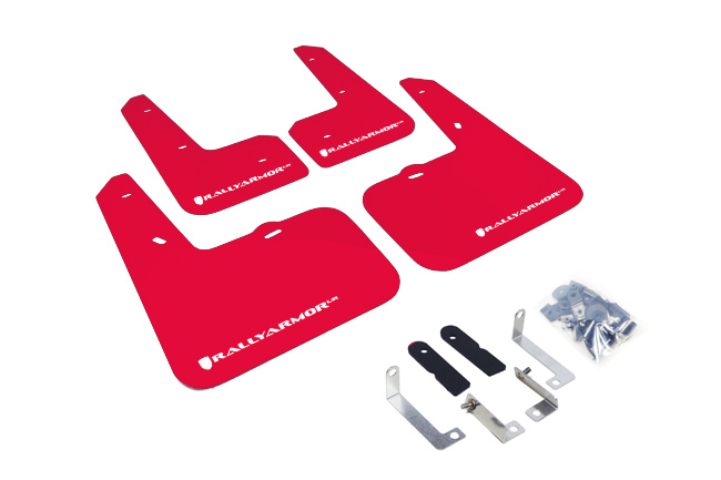 Rally Armor MF24-UR-RD/WH - 12-18 Hyundai Veloster Red UR Mud Flap w/ White Logo