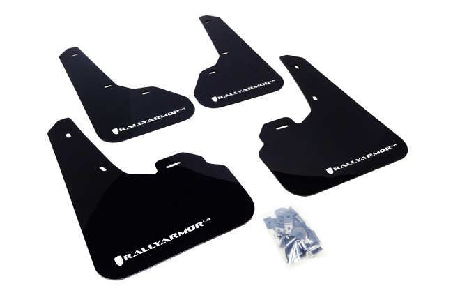 Rally Armor MF17-UR-BLK/WH - 10-13 Mazda3/Speed3 (Hatch/Sedan) Black UR Mud Flap w/White Logo