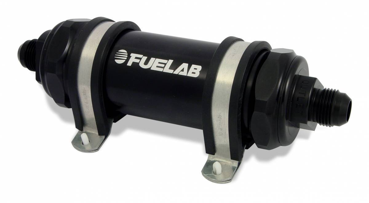 Fuelab 85801-1 - In-Line Fuel Filter Long Length -8AN Inlet/Outlet 10 Micron Replaceable Fabric Element W/Check Valve Black Fuelab 85801-1 - In-Line Fuel Filter Long Length -8AN Inlet/Outlet 10 Micron Replaceable Fabric Element W/Check Valve Black