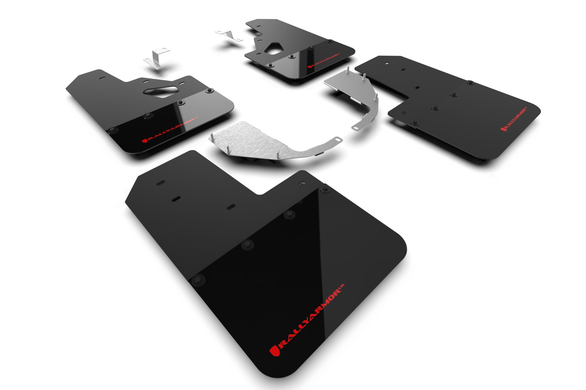 Rally Armor MF85-RR-ST-RD - 21-25 Ford Bronco (Steel Bmpr + RR - NO Rptr/Sprt) Blk Mud Flap w/Red Logo