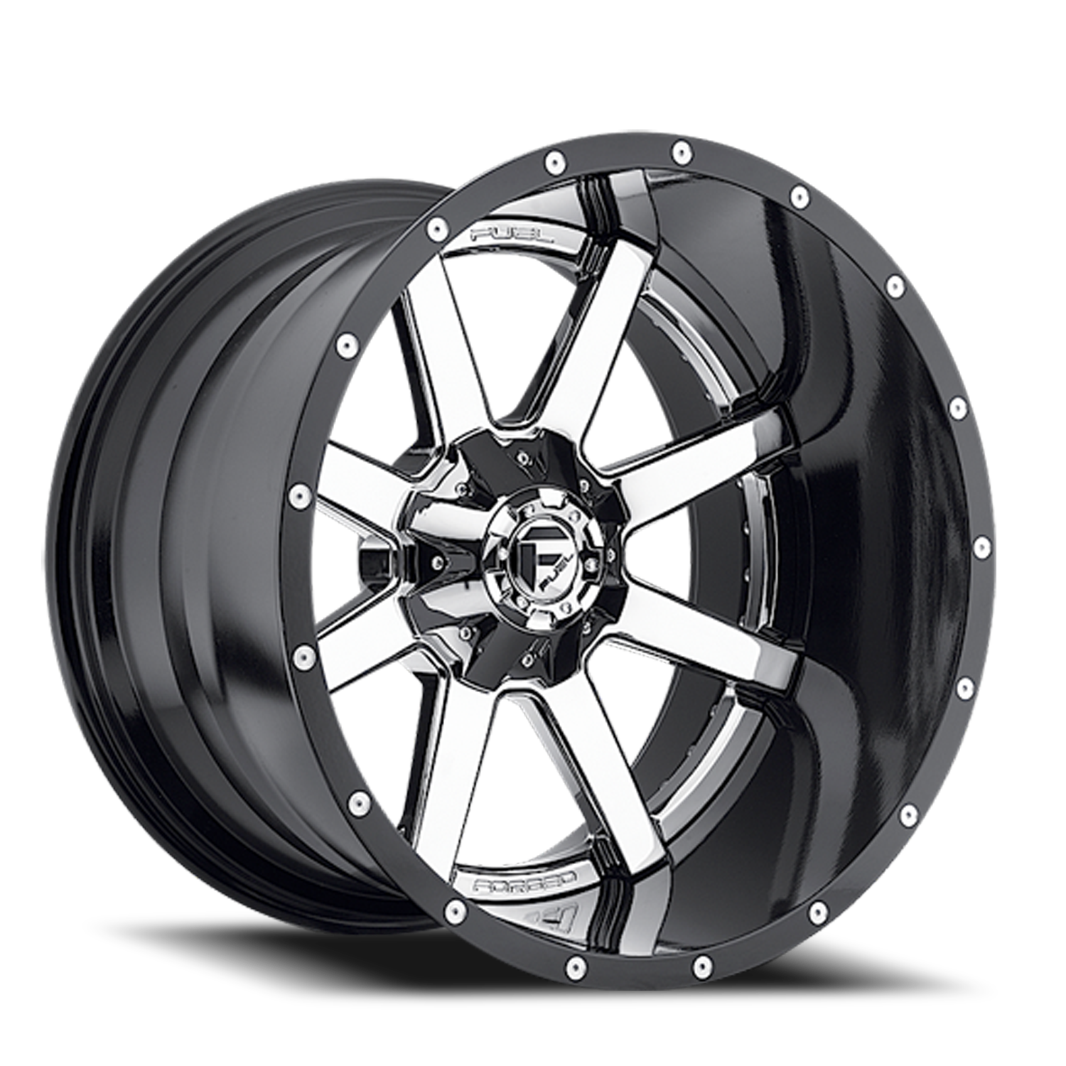 Fuel Wheels D26022409847 - Aluminum Wheels 22X14 Maverick D260 6 On 135/6 On 139.7 Chrome/Gloss Black Lip 106.1 Bore -70 Offset Fuel Off Road Wheels