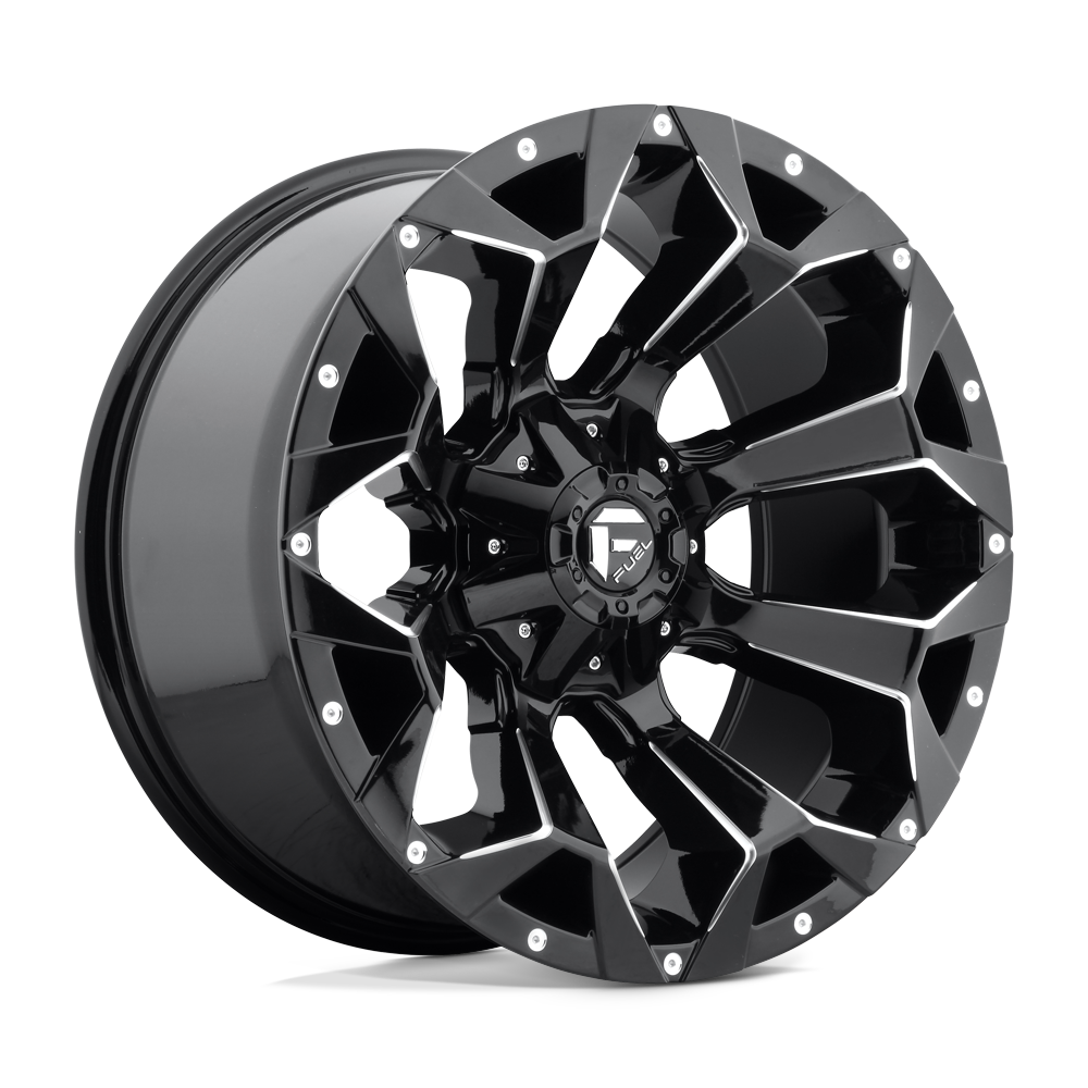 Fuel Wheels D57620009846 - Aluminum Wheels 20X10 Assault D576 6 On 135/6 On 139.7 Gloss Black Milled 106.1 Bore -19 Offset 8 Spoke Fuel Off Road Wheels