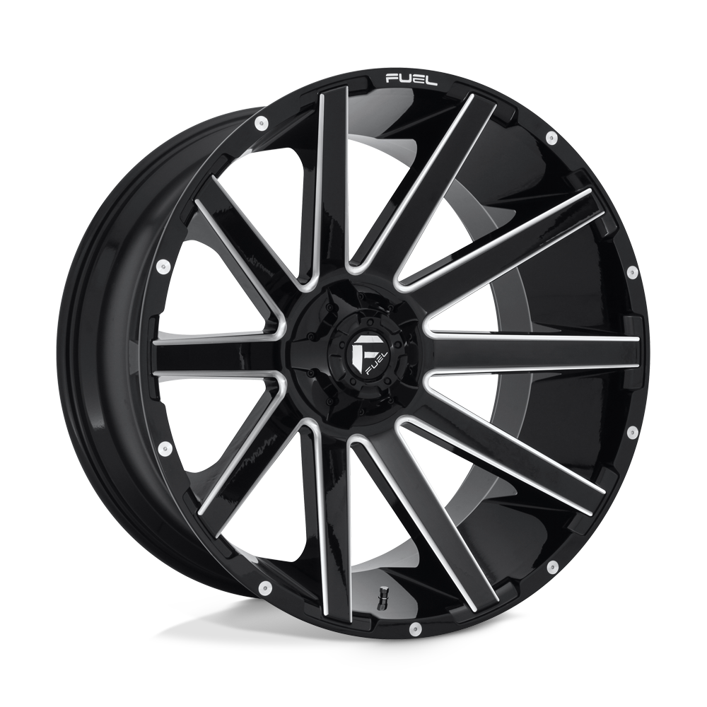 Fuel Wheels D61524209847 - Aluminum Wheels 24X12 Contra D615 6 On 135/6 On 139.7 Gloss Black Milled 106.3 Bore -44 Offset Multi Spoke Fuel Off Road Wheels Fuel Wheels D61524209847 - Aluminum Wheels 24X12 Contra D615 6 On 135/6 On 139.7 Gloss Black Milled 106.3 Bore -44 Offset Multi Spoke Fuel Off Road Wheels