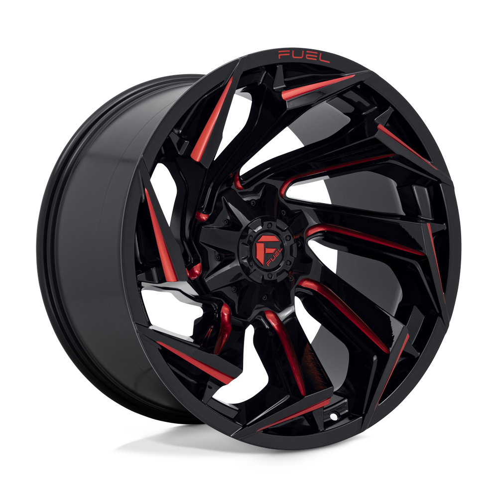 Fuel Wheels D75522208247 - Aluminum Wheels 22X12 Reaction D755 8 On 165.1 Gloss Black Milled Red Tint 125.2 Bore -44 Offset Fuel Off Road Wheels