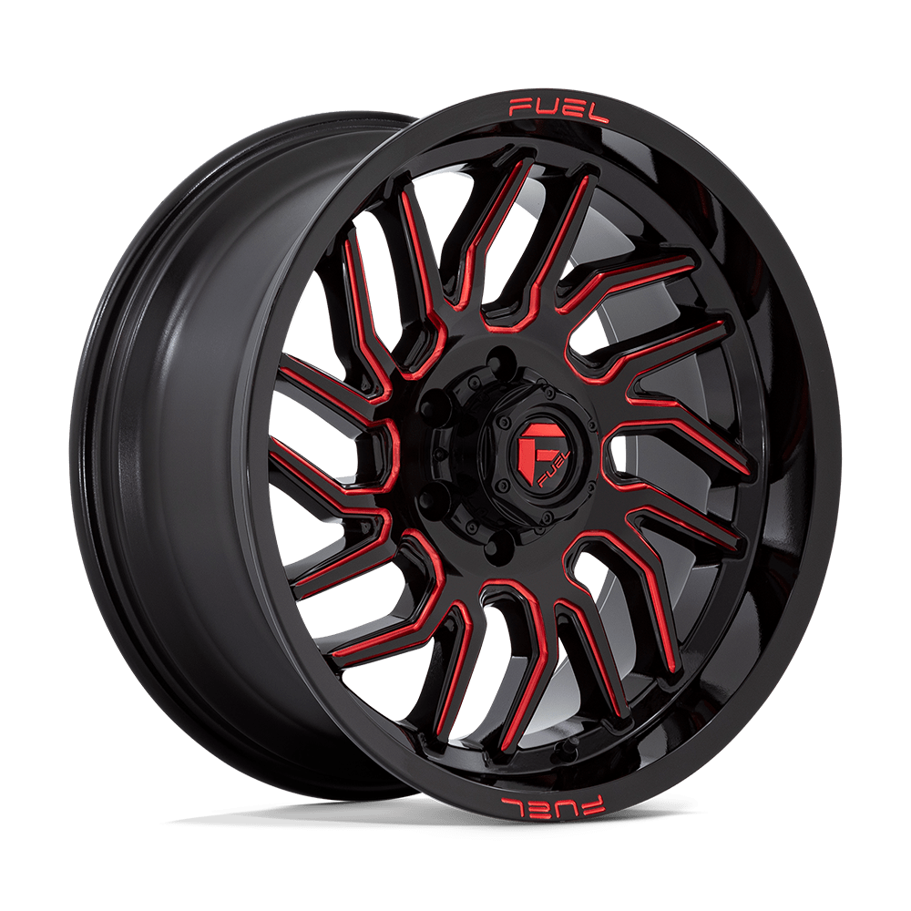 Fuel Wheels D80820908450 - Aluminum Wheels 20X9 Hurricane D808 6 On 139.7 Gloss Black/Red Milled 106.1 Bore 1 Offset Fuel Off Road Wheels