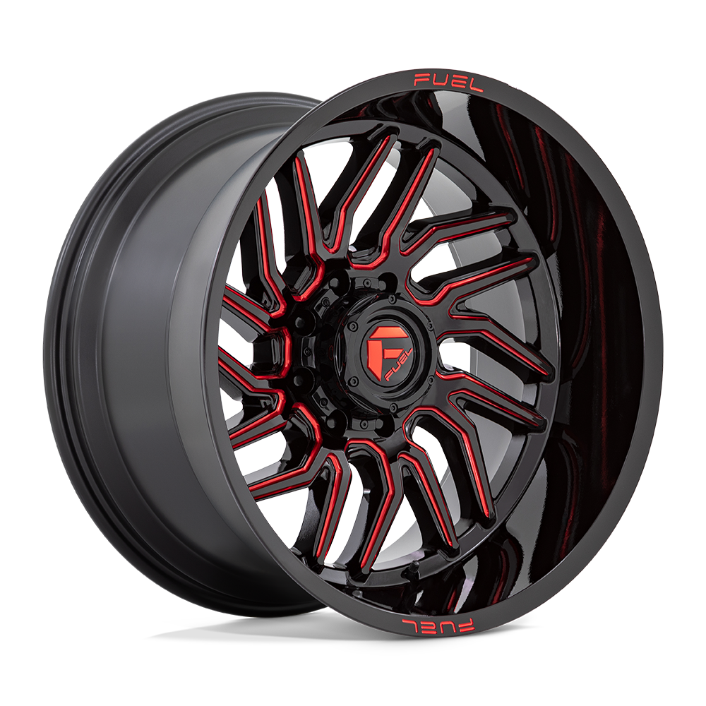 Fuel Wheels D80824207547 - Aluminum Wheels 24X12 Hurricane D808 5 On 127 Gloss Black/Red Milled 71.5 Bore -44 Offset Fuel Off Road Wheels