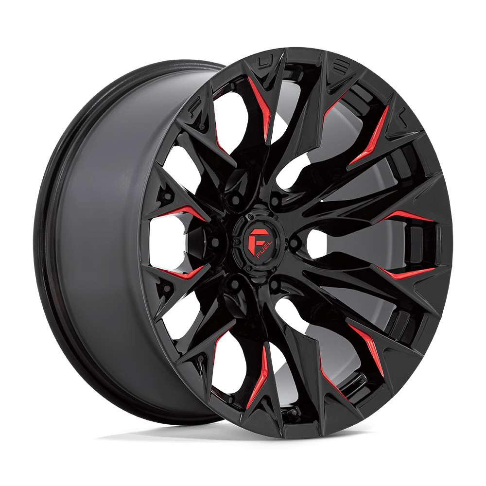 Fuel Wheels D82320001847 - D823 Flame 20X10 Gloss Black Milled With Candy Red