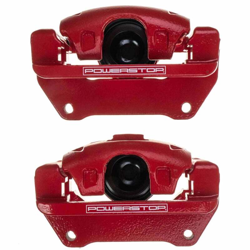 PowerStop S5044EB - Power Stop 07-18 Jeep Wrangler JK Front Red Caliper Pair w/Bracket