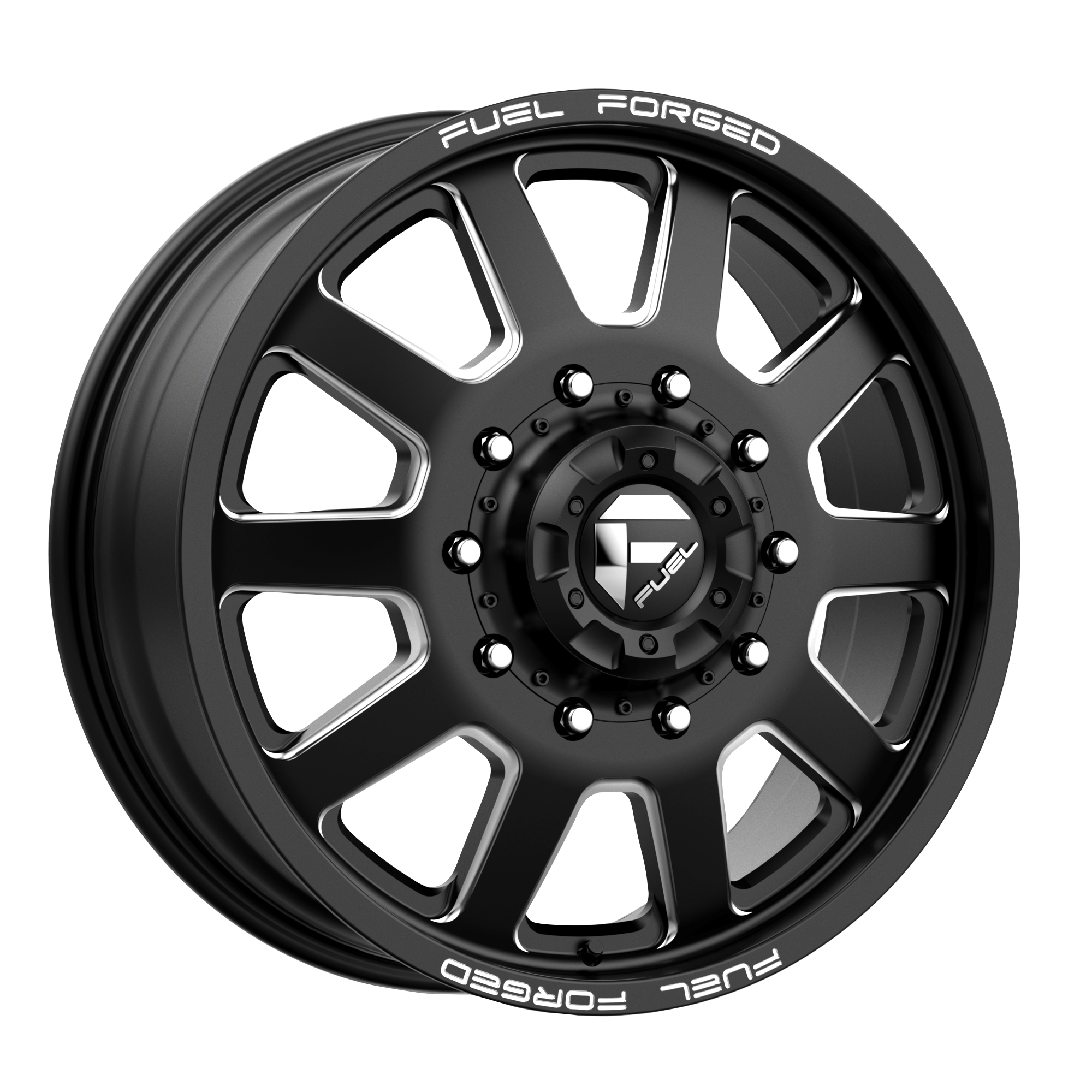 Fuel Wheels DE0924829345 - Dually Wheels 24X8.25 FF09D Dually DE09 BK 8 On 210 Matte Black Milled 154.3 Bore -246 Offset Outer Dually Fuel Off Road Wheels