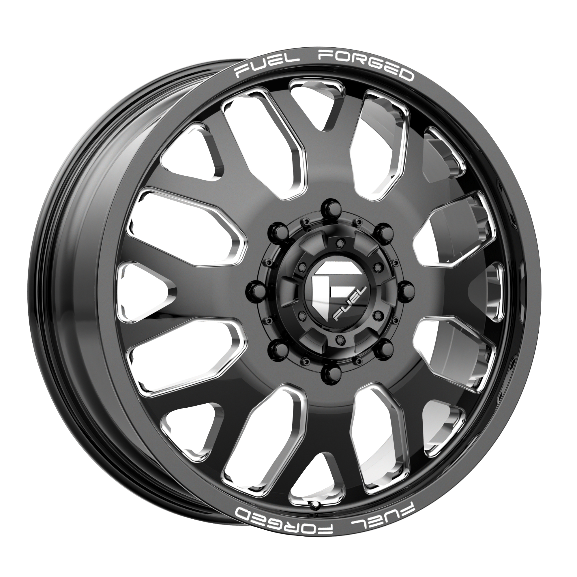 Fuel Wheels DE1920829235 - Dually Wheels 20X8.25 FF19D Dually DE19 BK 8 On 200 Gloss Black Milled 142.2 Bore -202 Offset Outer Dually Fuel Off Road Wheels Fuel Wheels DE1920829235 - Dually Wheels 20X8.25 FF19D Dually DE19 BK 8 On 200 Gloss Black Milled 142.2 Bore -202 Offset Outer Dually Fuel Off Road Wheels