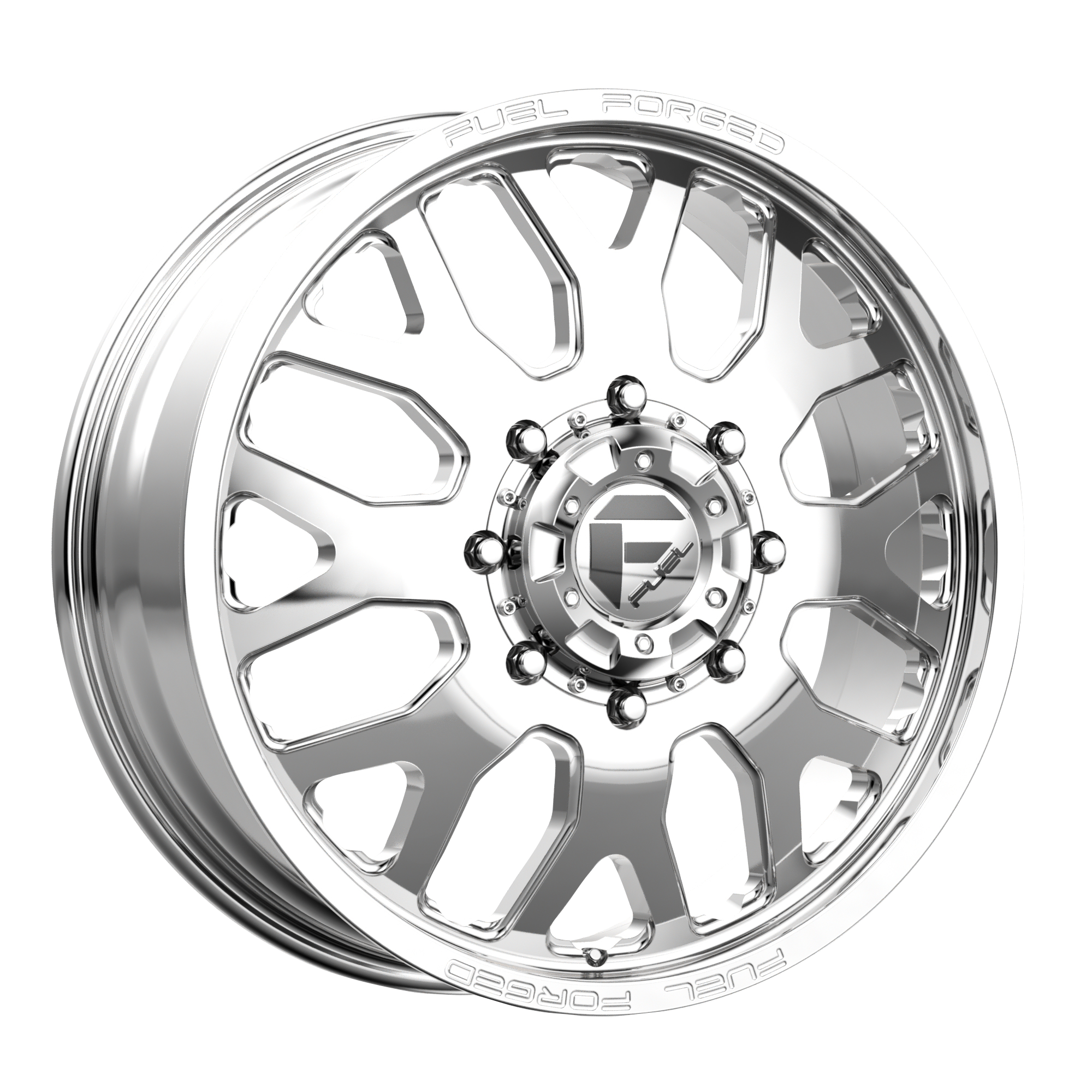 Fuel Wheels DF1922828D45 - Dually Wheels 22X8.25 FF19D Dually DE19 PO 8 On 165.1 Polished 121.5 Bore -265 Offset Outer Dually Fuel Off Road Wheels