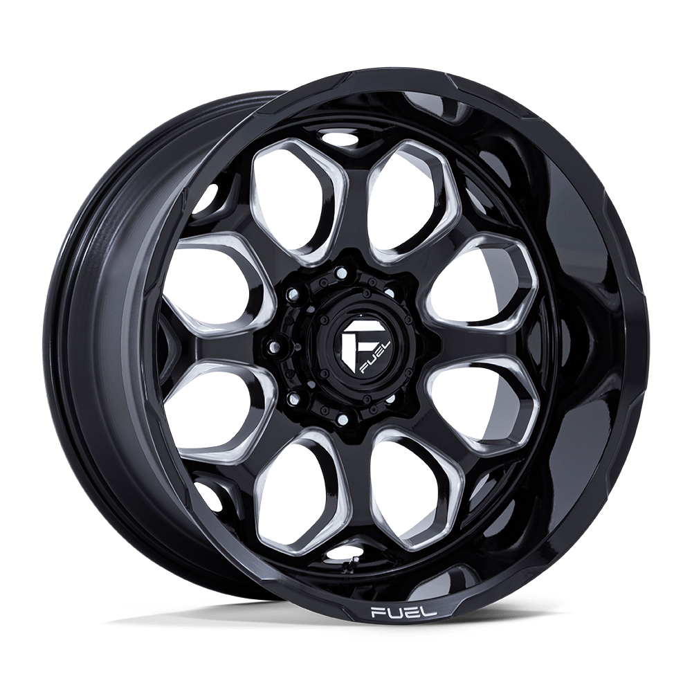 Fuel Wheels FC862BE22125044N - Aluminum Wheels 22X12 Scepter FC862 BE 5 On 127 Gloss Black Milled 71.5 Bore -44 Offset Fuel Off Road Wheels