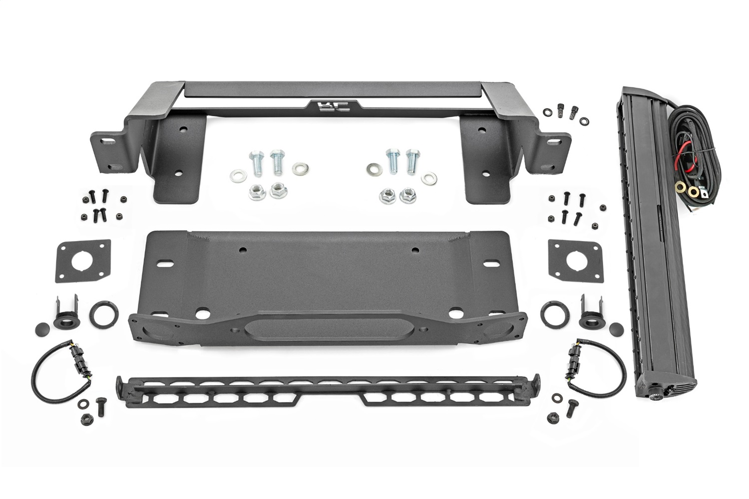 Rough Country 51068 - High Winch Mount - All Models - 20 Inch Black Single Row LED - DRL - Ford Bronco (21-24) Rough Country 51068 - High Winch Mount - All Models - 20 Inch Black Single Row LED - DRL - Ford Bronco (21-24)
