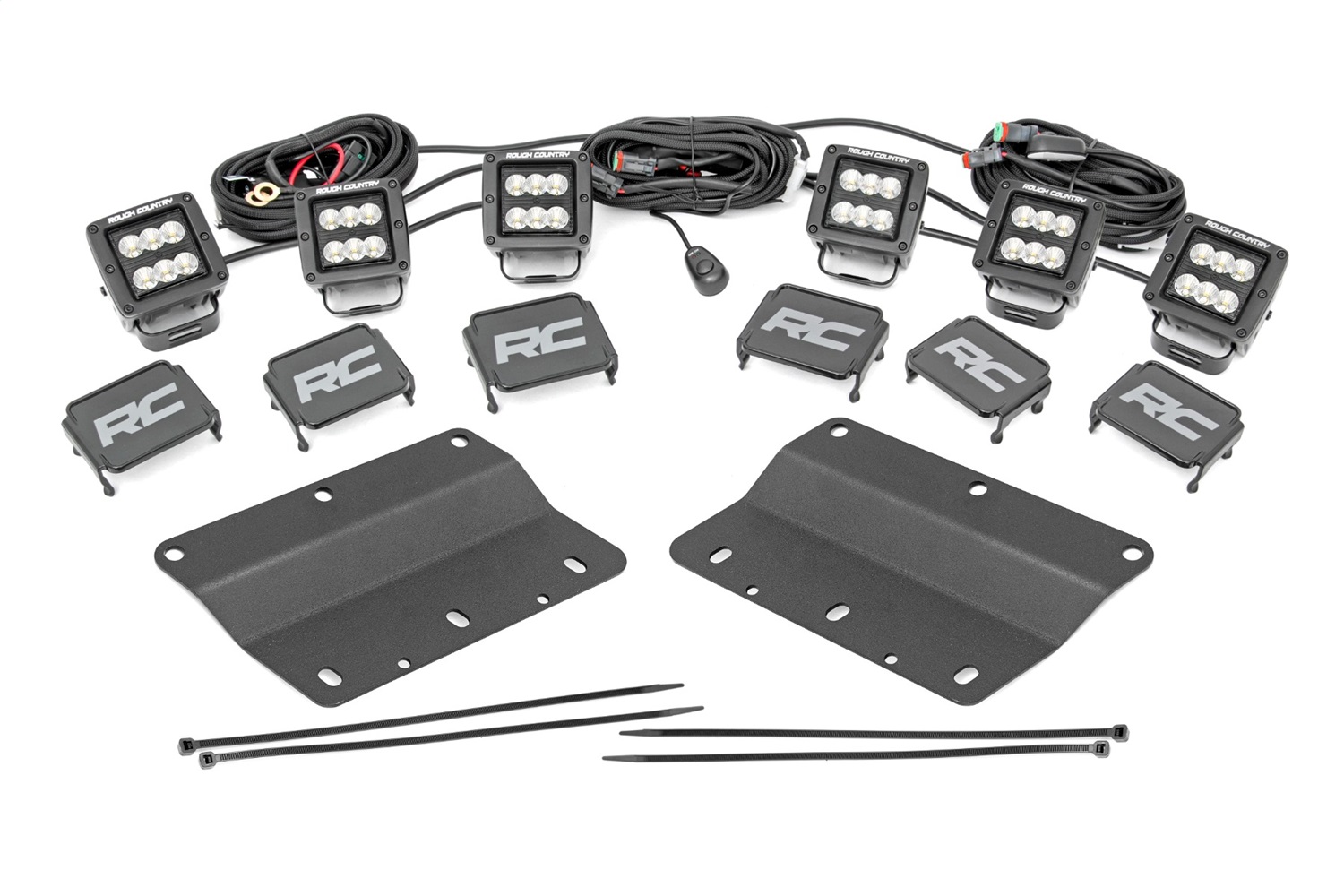 Rough Country 51086 - LED Light Kit - Fog Mount - Triple 2 inch Black Pair - Flood - Ford Bronco (21-24) Rough Country 51086 - LED Light Kit - Fog Mount - Triple 2 inch Black Pair - Flood - Ford Bronco (21-24)