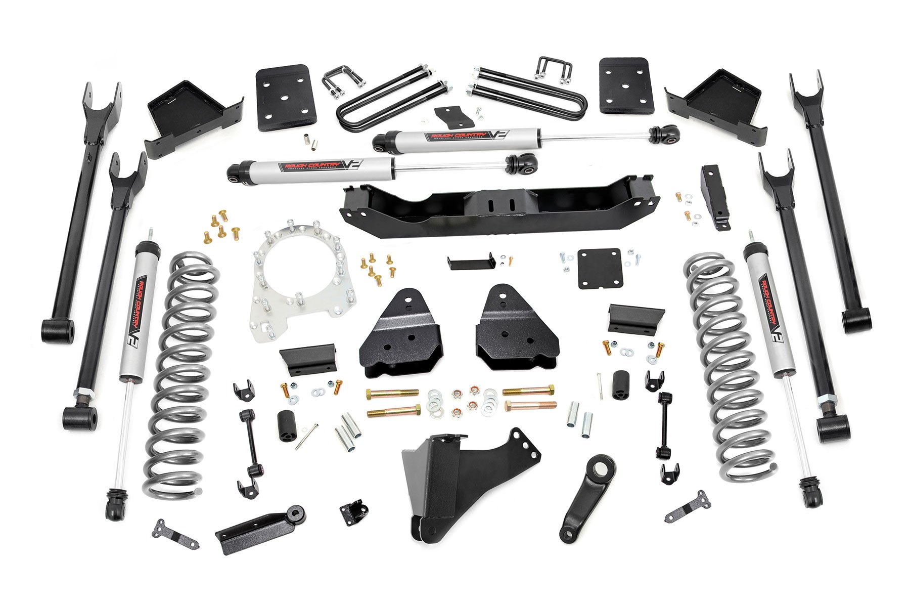 Rough Country 50770 - 6 Inch Lift Kit - Diesel - 4-Link - No OVLD - V2 - Ford F-250/F-350 Super Duty (17-22)