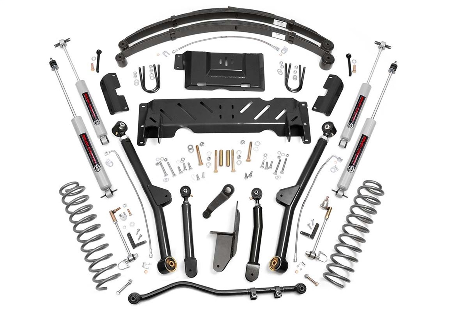 Rough Country 61722 - 4.5 Inch Lift Kit - Long Arm - RR Leafs - NP242 - Jeep Cherokee XJ 4WD (84-01)