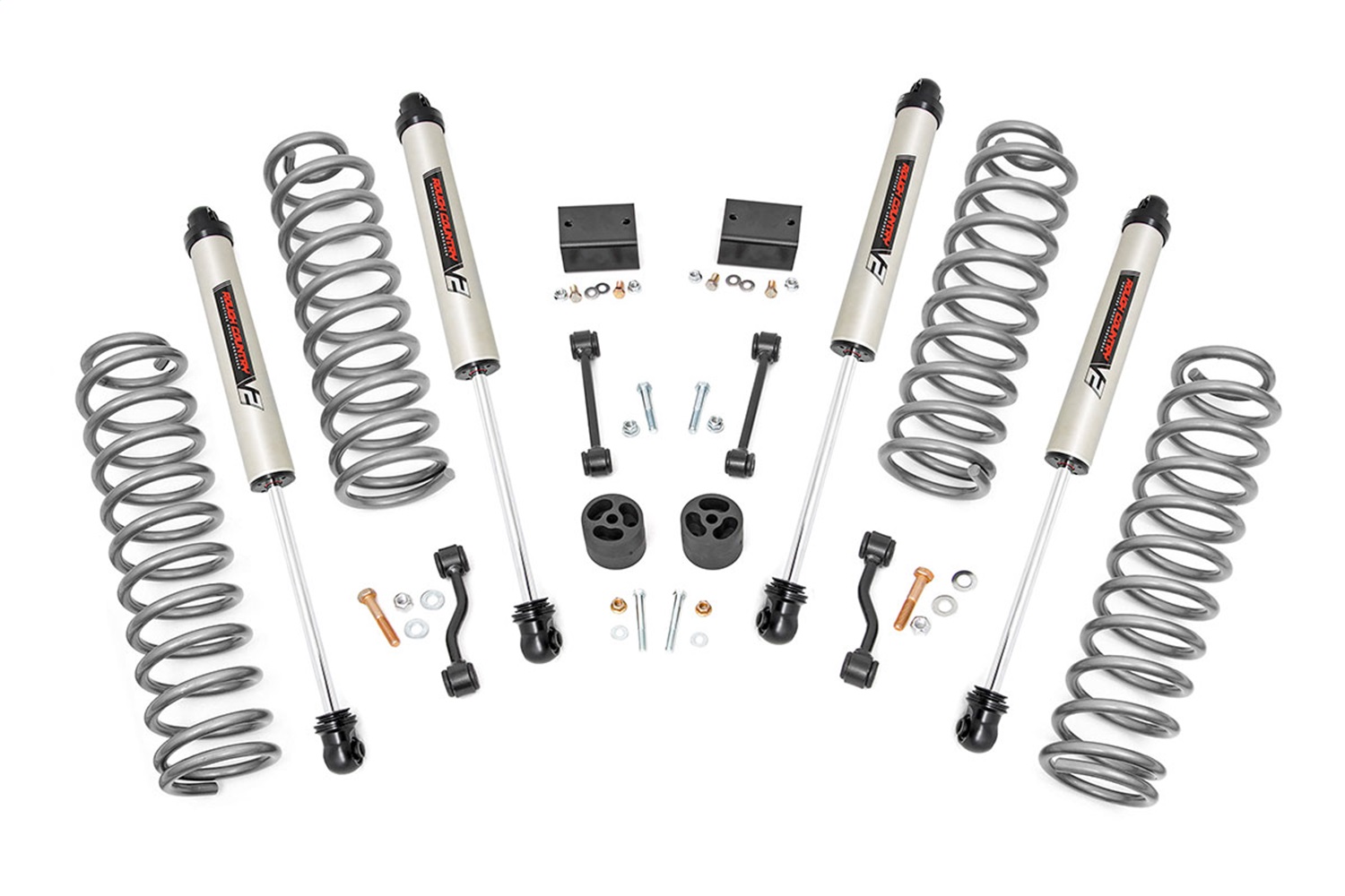 Rough Country 67770 - 2.5 Inch Lift Kit - Coils - V2 - Jeep Wrangler Unlimited 4WD (2018-2023)