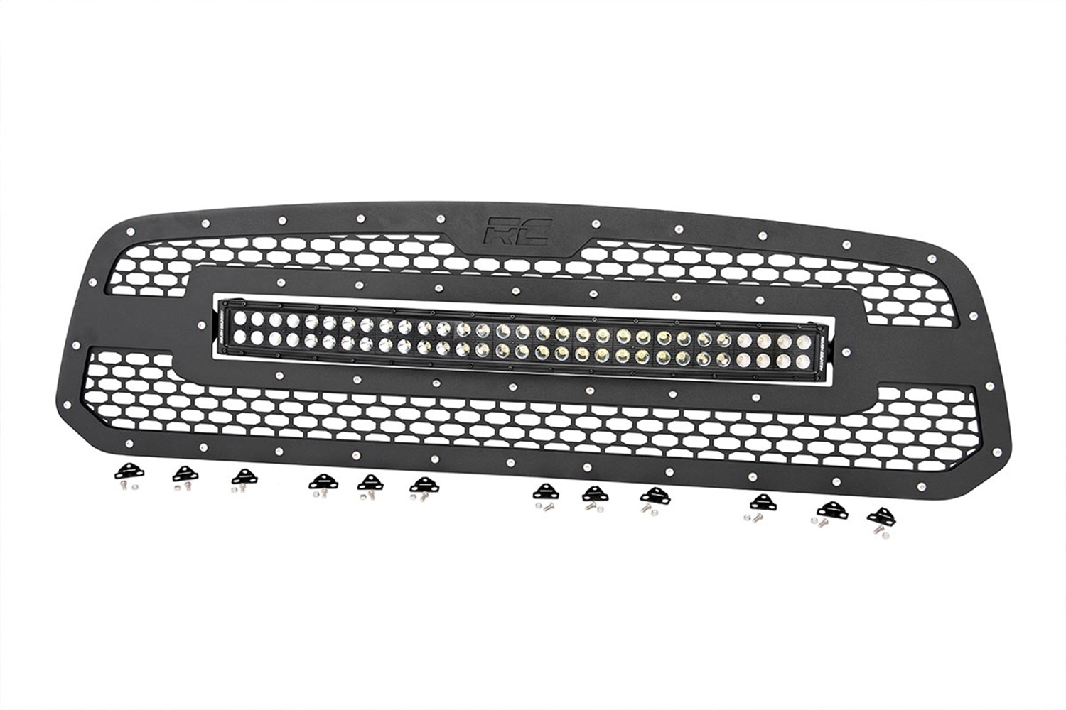 Rough Country 70199 - Mesh Grille - 30 inch Dual Row LED - Black - Ram 1500 2WD/4WD (2013-2018 & Classic)