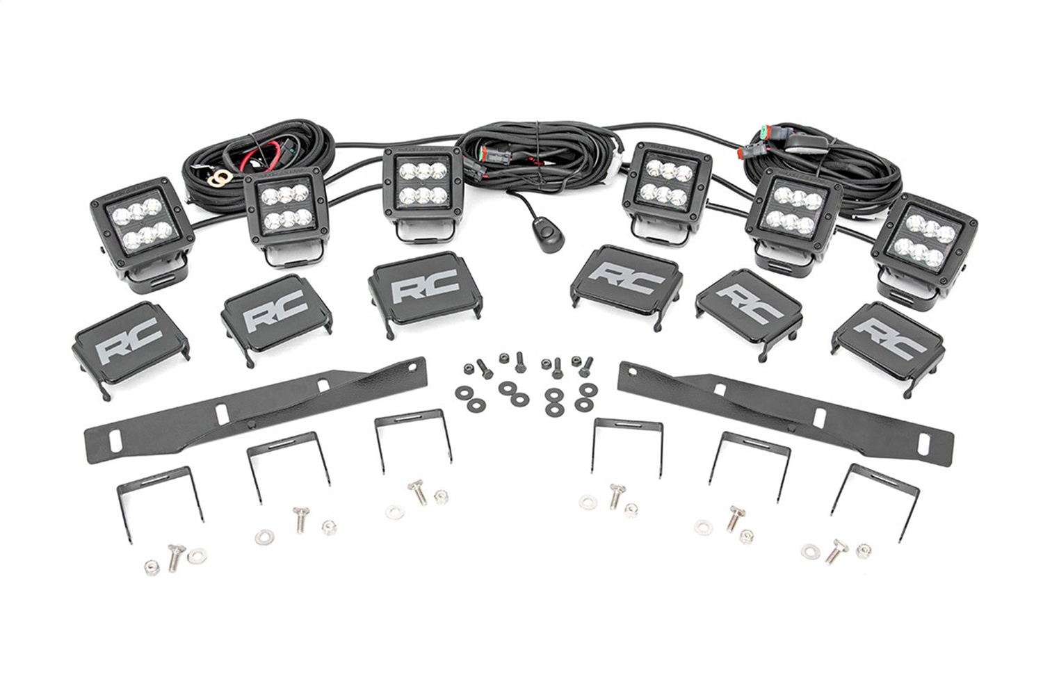 Rough Country 70700 - LED Light Kit - Fog Mount - Triple 2 inch Black Pair - Ford Raptor 4WD (17-20)