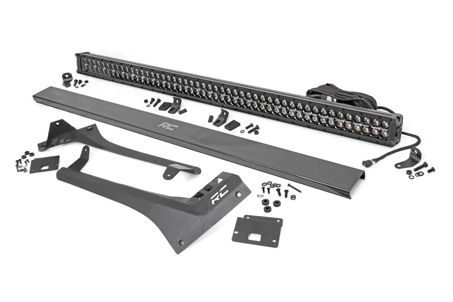 Rough Country 70068 - LED Light Kit - Windshield - 50 inch BLK Dual Row - Amber DRL - Jeep Gladiator JT/Wrangler JL (18-24) Rough Country 70068 - LED Light Kit - Windshield - 50 inch BLK Dual Row - Amber DRL - Jeep Gladiator JT/Wrangler JL (18-24)