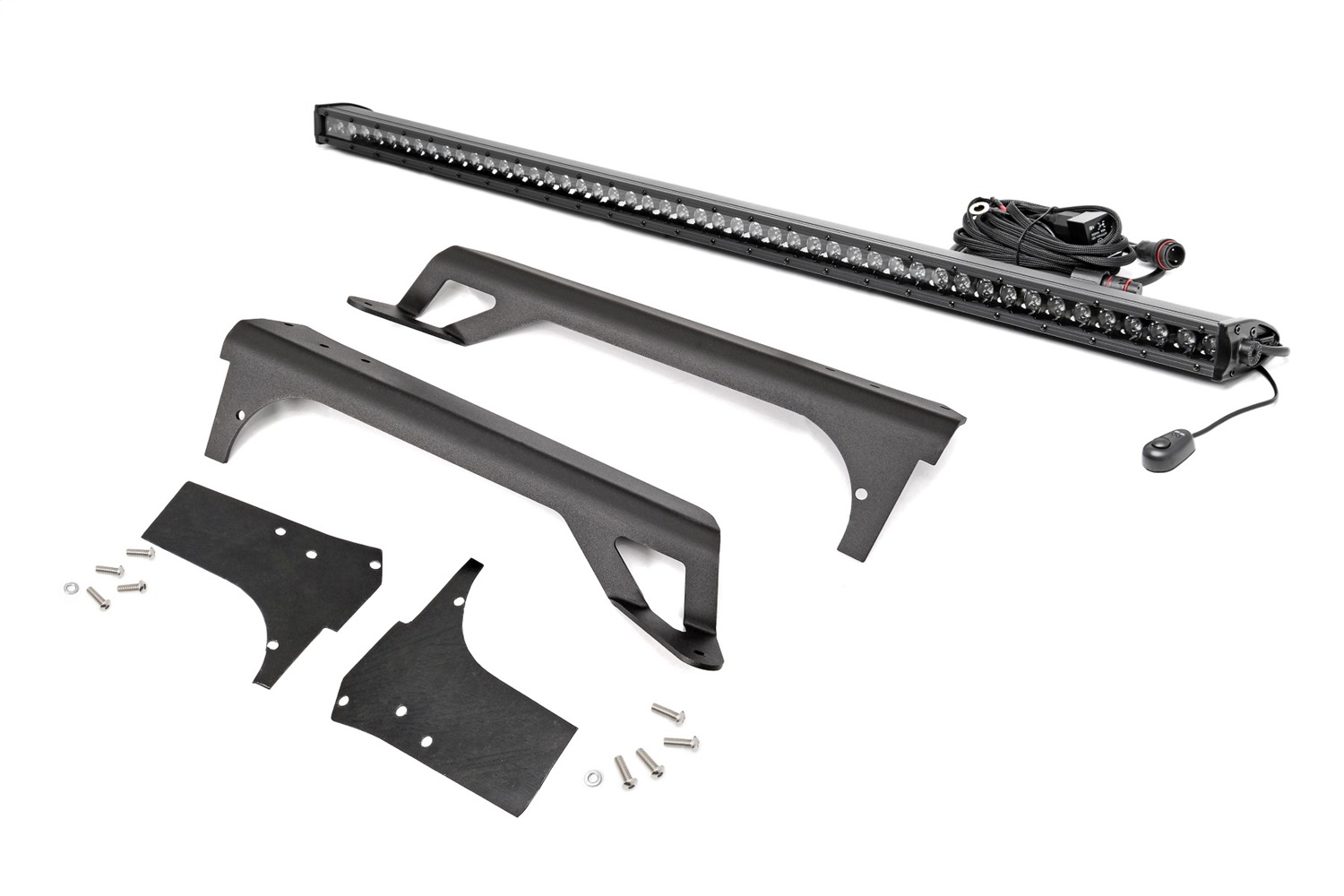 Rough Country 70588BL - LED Light Kit - Windshield Mount - 50 inch Black Single Row - Jeep Wrangler TJ (97-06) Rough Country 70588BL - LED Light Kit - Windshield Mount - 50 inch Black Single Row - Jeep Wrangler TJ (97-06)