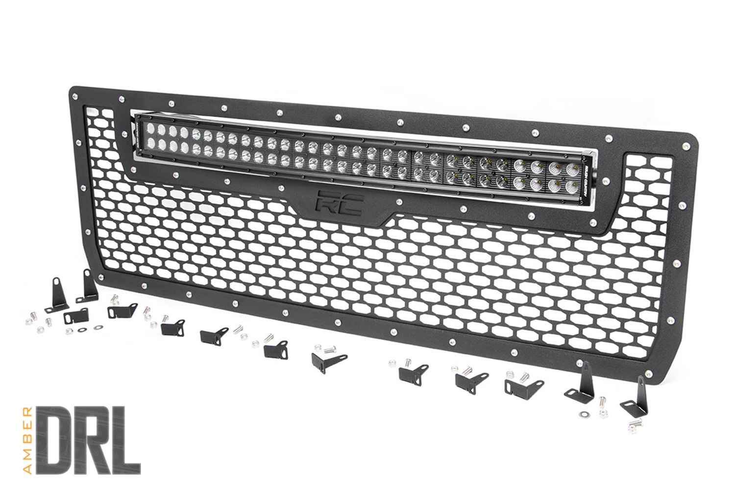 Rough Country 70190BDA - Mesh Grille - 30 inch Dual Row LED - Black - Amber DRL - GMC Sierra 1500 (14-15) Rough Country 70190BDA - Mesh Grille - 30 inch Dual Row LED - Black - Amber DRL - GMC Sierra 1500 (14-15)
