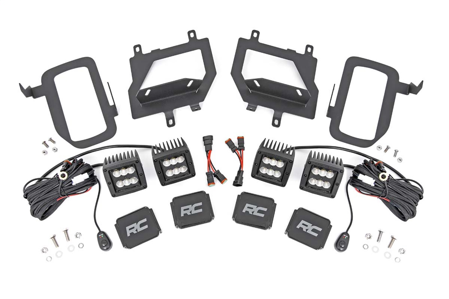 Rough Country 70833 - LED Light Kit - Fog Mount - Dual 2 inch Black Pairs - Flood - Ford F-150 (15-17) Rough Country 70833 - LED Light Kit - Fog Mount - Dual 2 inch Black Pairs - Flood - Ford F-150 (15-17)