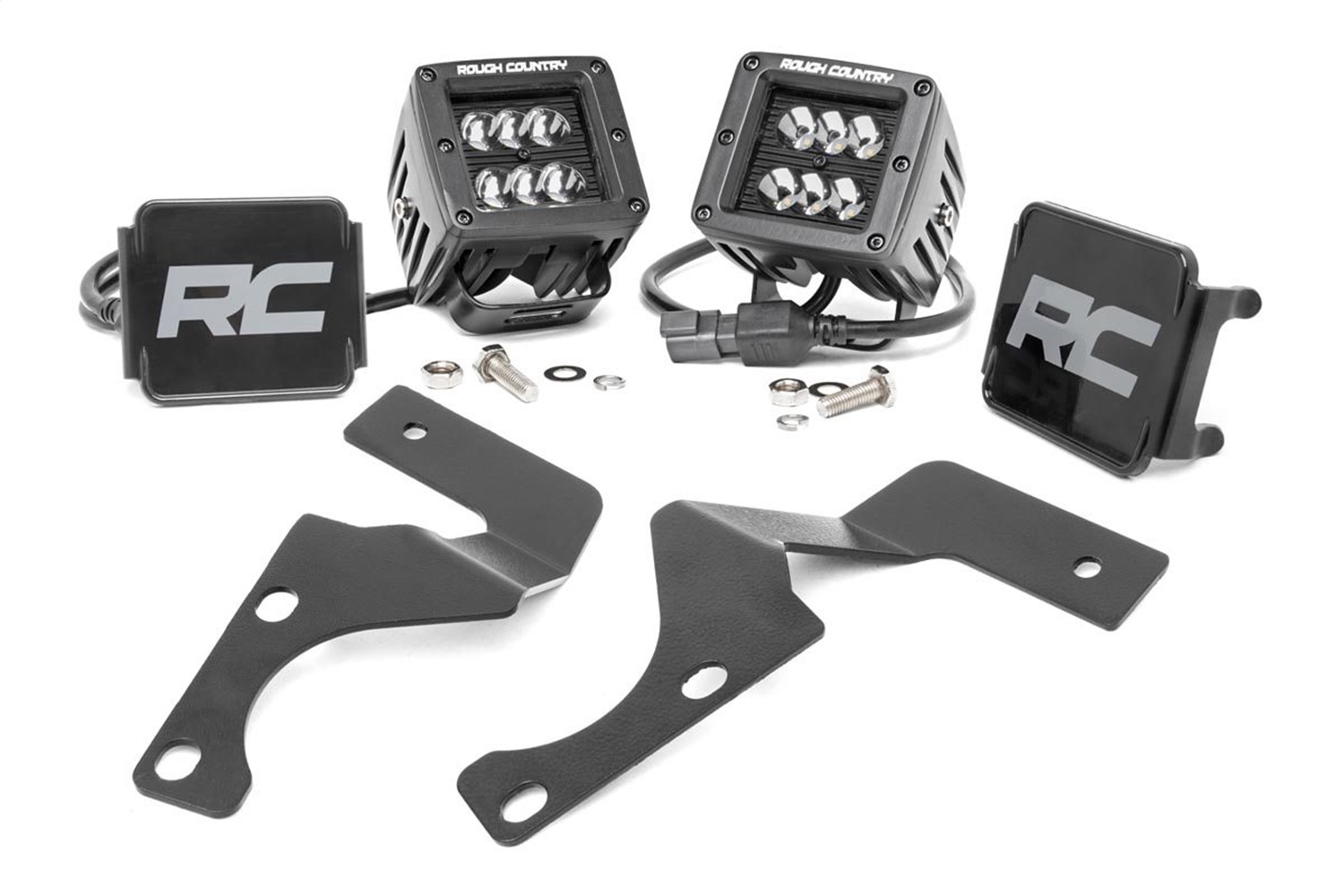 Rough Country 70799 - LED Light Kit - Ditch Mount - 2 inch Black Flood Pair - Toyota 4Runner (10-24)
