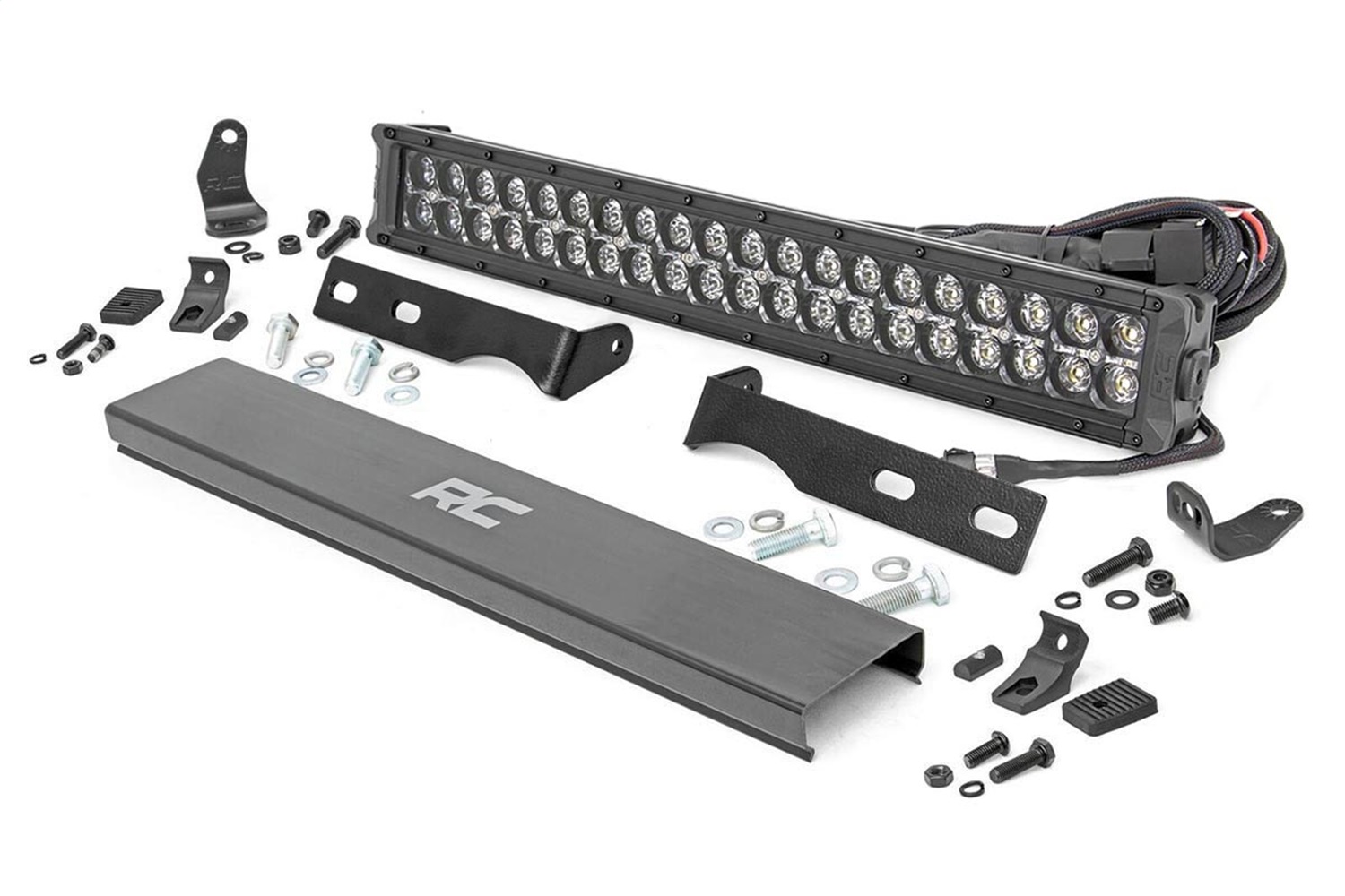 Rough Country 70773DRL - LED Light Kit - Bumper Mount - 20 inch Black Dual Row - White DRL - Jeep Grand Cherokee WK2 (11-20)