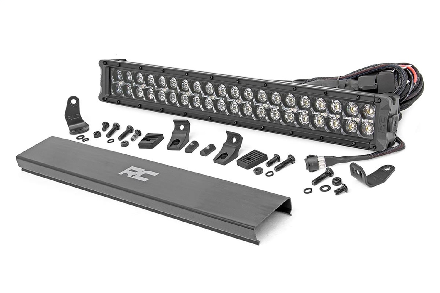 Rough Country 70920BD - 20 Inch Black Series LED Light Bar - Dual Row - Cool White DRL