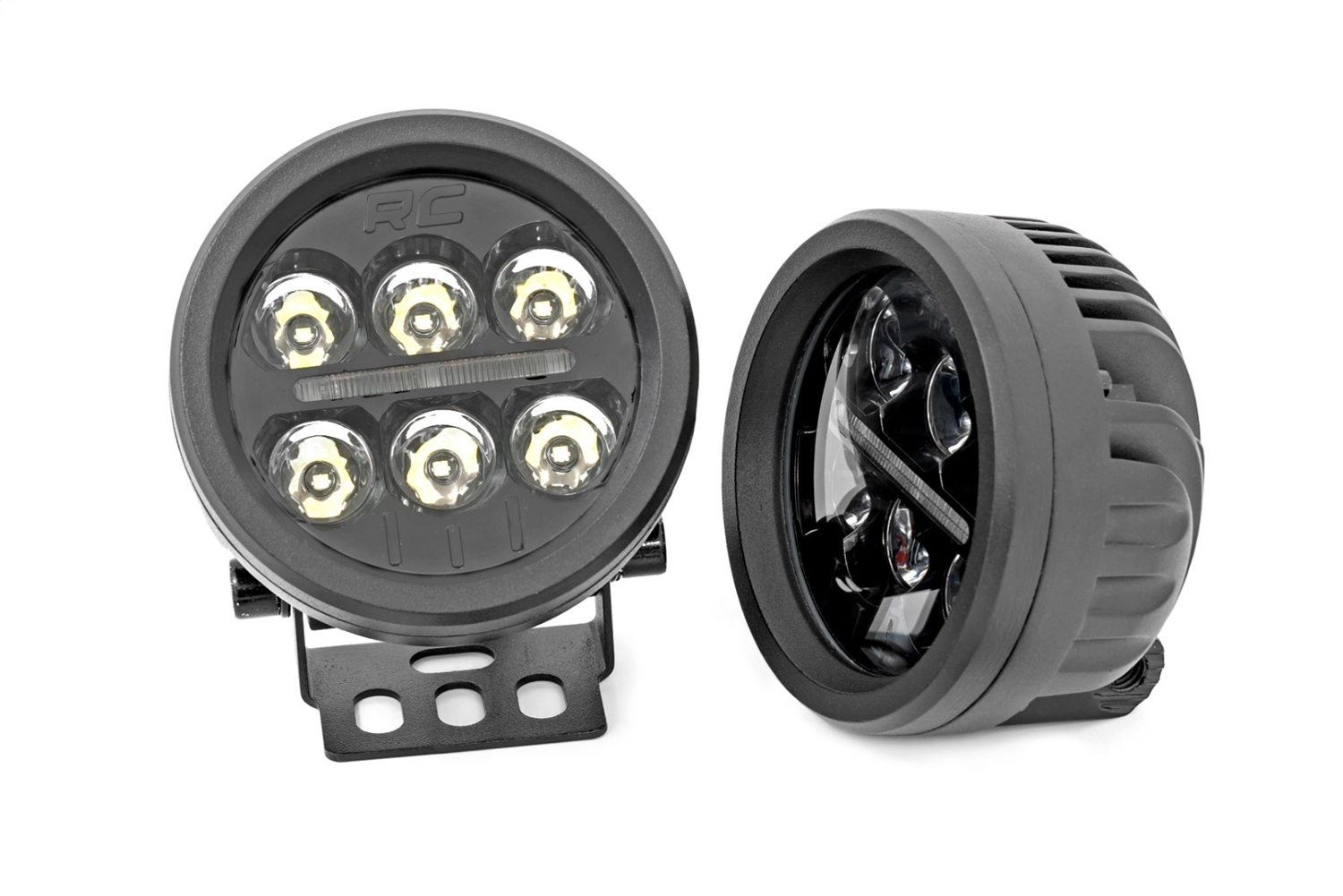 Rough Country 70900 - Black Series Round LED Light Pair - 3.5 Inch - Amber DRL