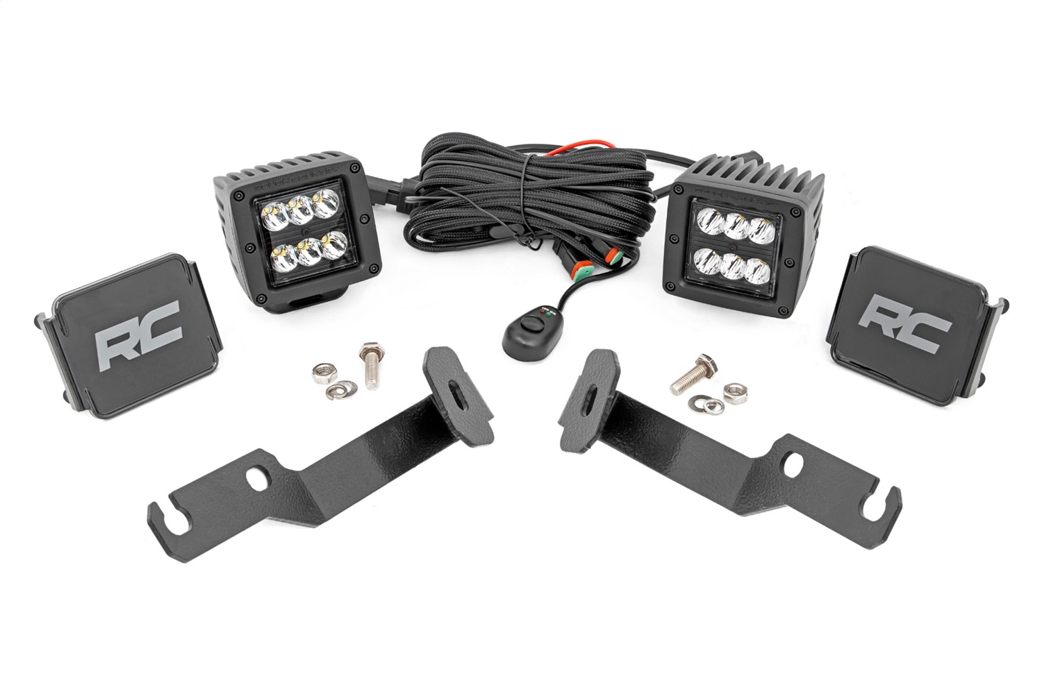 Rough Country 71087 - LED Light Kit - Ditch Mount - 2 inch Black Pair - Spot - Toyota Tacoma (05-15)
