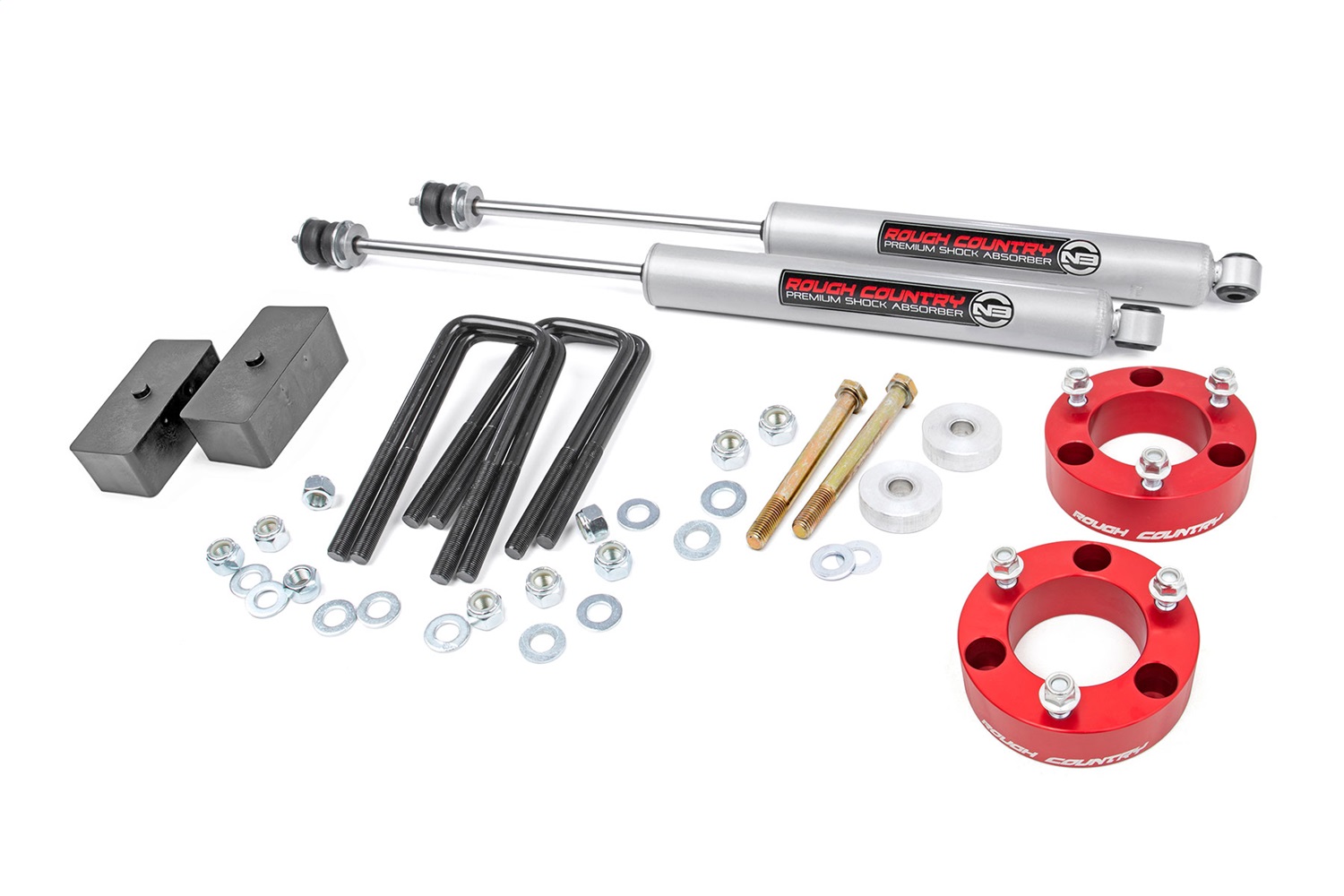Rough Country 74530RED - 3 Inch Lift Kit - Red Spacer - Toyota Tacoma 2WD/4WD (2005-2023)