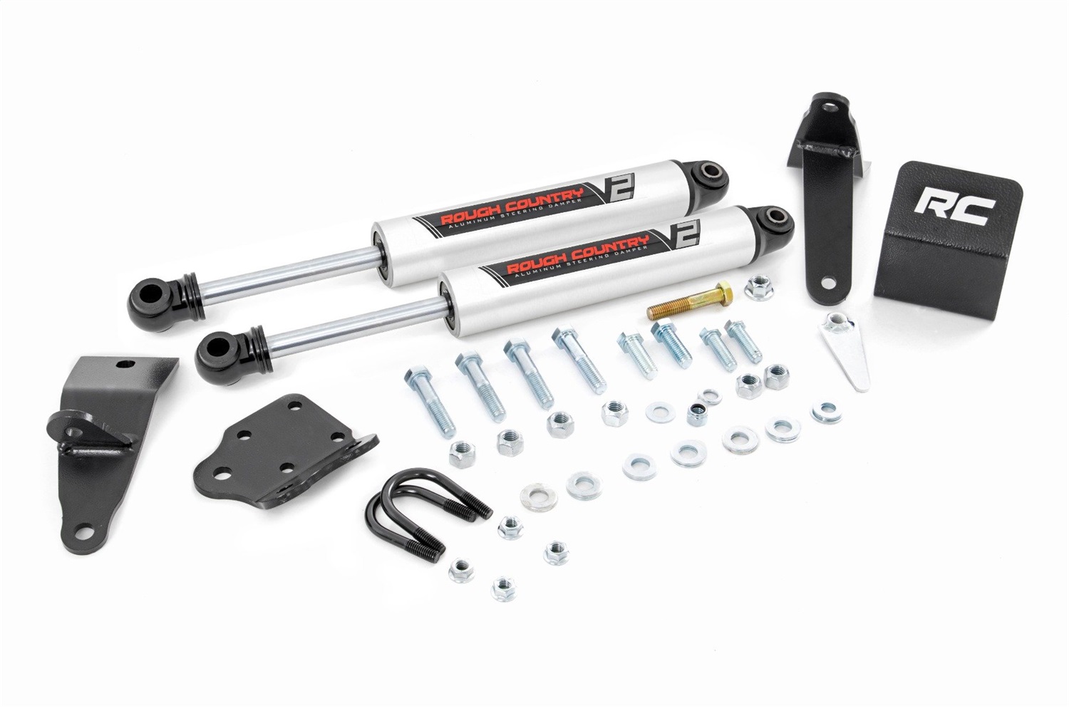 Rough Country 8749570 - V2 Steering Stabilizer - Dual - 2-8 Inch Lift - Ram 2500 4WD (2010-2013)