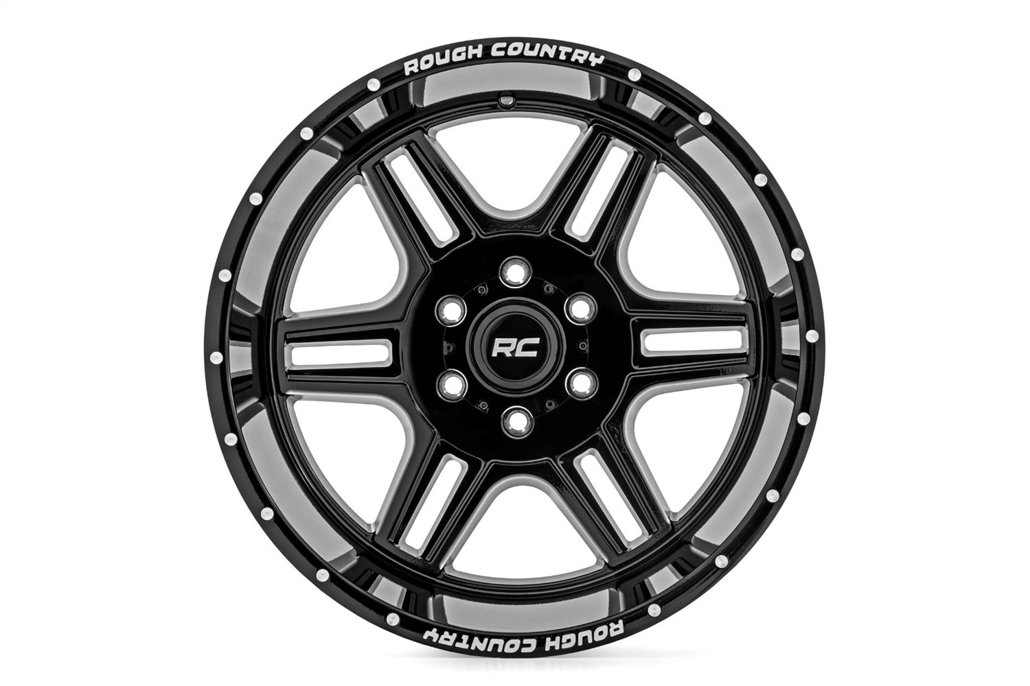 Rough Country 92201206 - 92 Series Wheel - Machined One-Piece - Gloss Black - 20x12 - 8x180 - -44mm