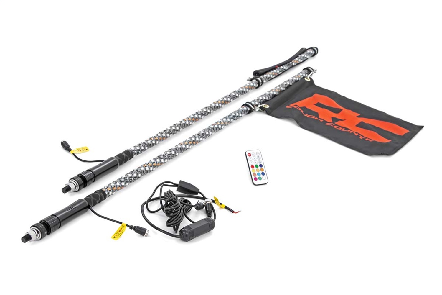 Rough Country 93004 - Multi-Color LED - Whip - 4' Long - Pair