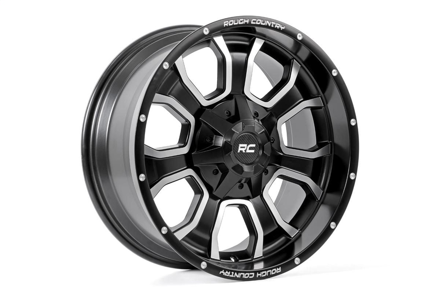 Rough Country 93201012 - 93 Series Wheel - One-Piece - Machined Black - 20x10 - 6x5.5/6x135 - -18mm