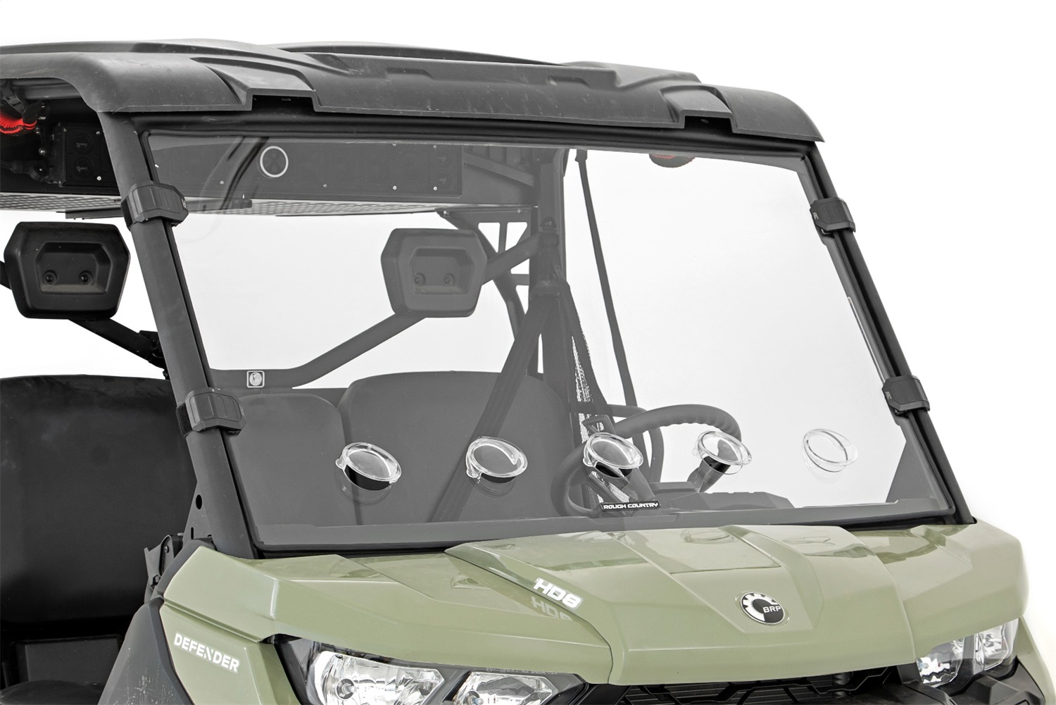 Rough Country 98262030 - Vented Full Windshield - Scratch Resistant - Can-Am Defender HD 5/HD 8/HD 9/HD 10