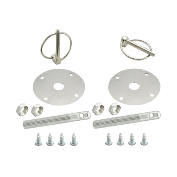 SPC Performance 7716 - Hood Pin Kit Flip-Over Clips 1/2in Dia. Silver SPC Performance 7716 - Hood Pin Kit Flip-Over Clips 1/2in Dia. Silver