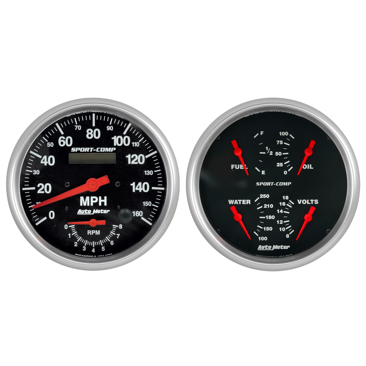 AutoMeter 3505 - Sport-Comp Quad & Tach/Speedo 5in. - 2 Pc