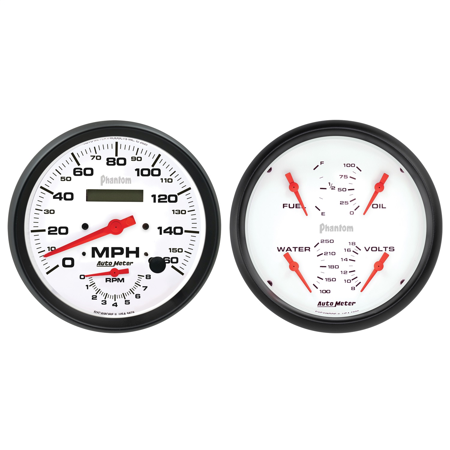 AutoMeter 5805 - Phantom 2pc Gauge Kit Quad & Tach/Speedo 5in AutoMeter 5805 - Phantom 2pc Gauge Kit Quad & Tach/Speedo 5in