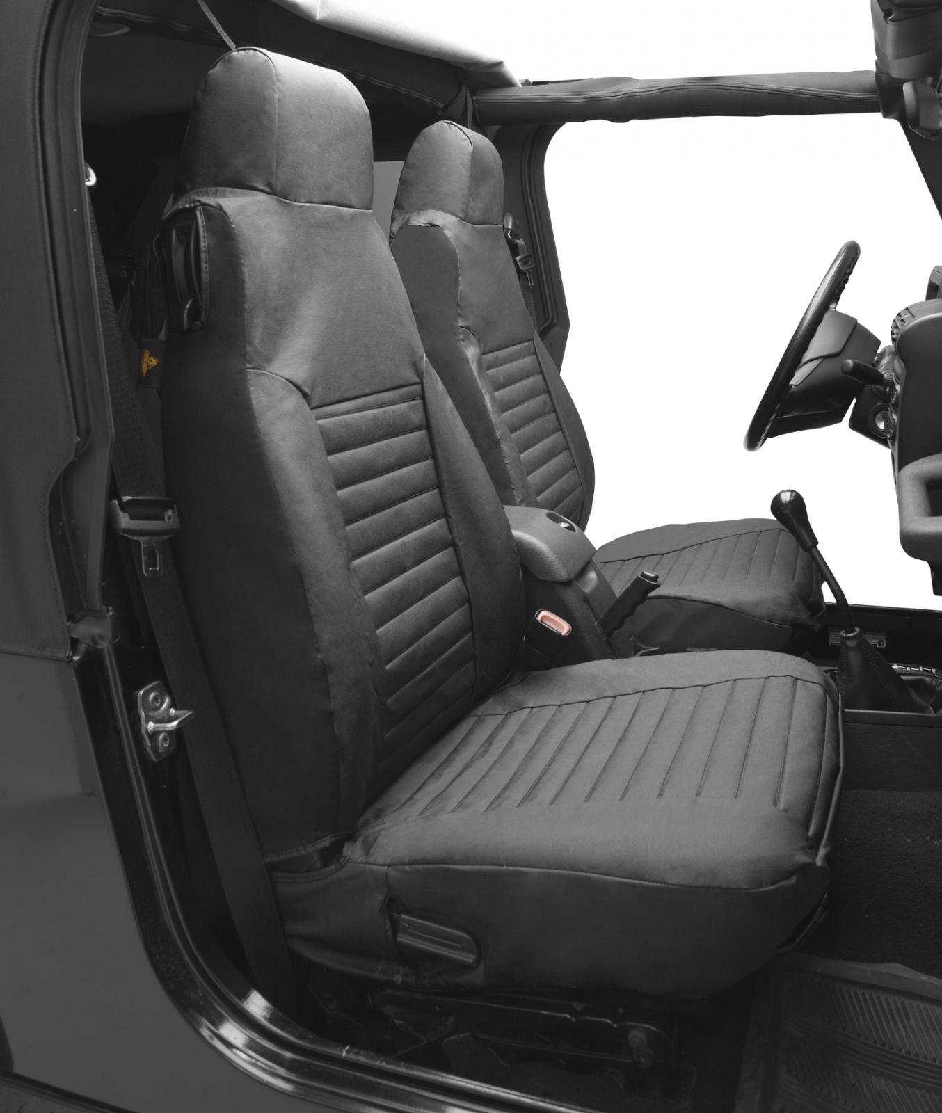 Bestop 29224-15 - Jeep Wrangler Seat Covers For Jeep 1992-1994 Wrangler YJ Front Premium Vinyl Fabric Black Denim