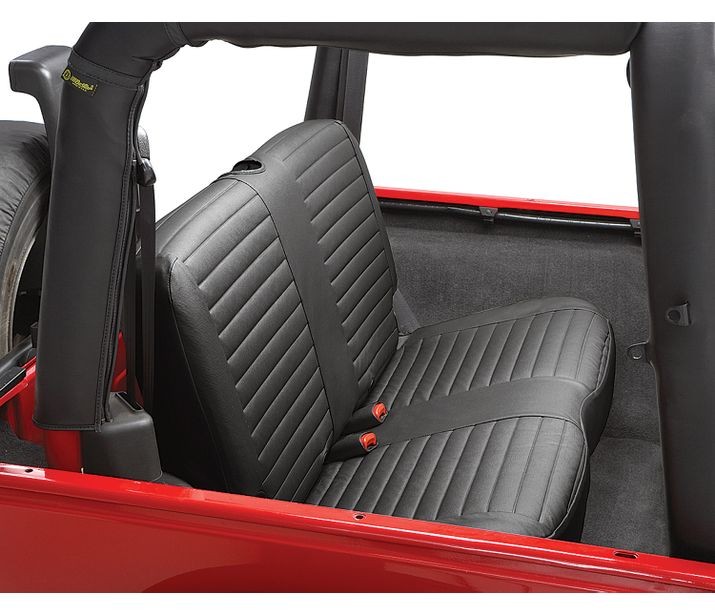 Bestop 29221-15 - Jeep Seat Covers For Jeep 1997-2002 Wrangler TJ Rear Premium Vinyl Fabric Black Denim