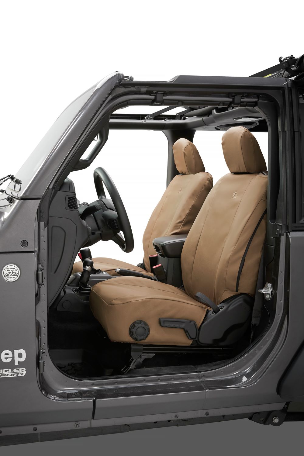 Bestop 29293-04 - Jeep Wrangler Seat Covers For Jeep 2018-Current Wrangler JL 2 Door Front Premium Vinyl Fabric Tan Bestop 29293-04 - Jeep Wrangler Seat Covers For Jeep 2018-Current Wrangler JL 2 Door Front Premium Vinyl Fabric Tan