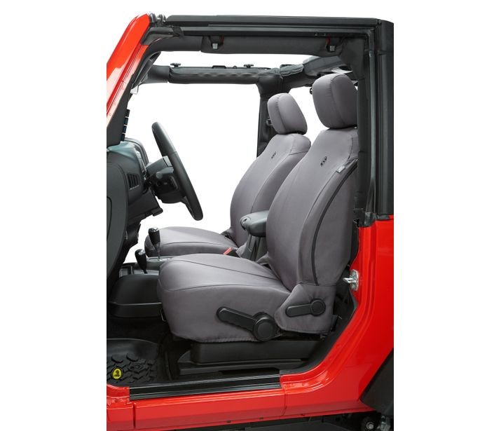 Bestop 29280-09 - Jeep Wrangler Seat Covers For Jeep 2007-2012 Wrangler JK 4 Door Front Premium Vinyl Fabric Charcoal