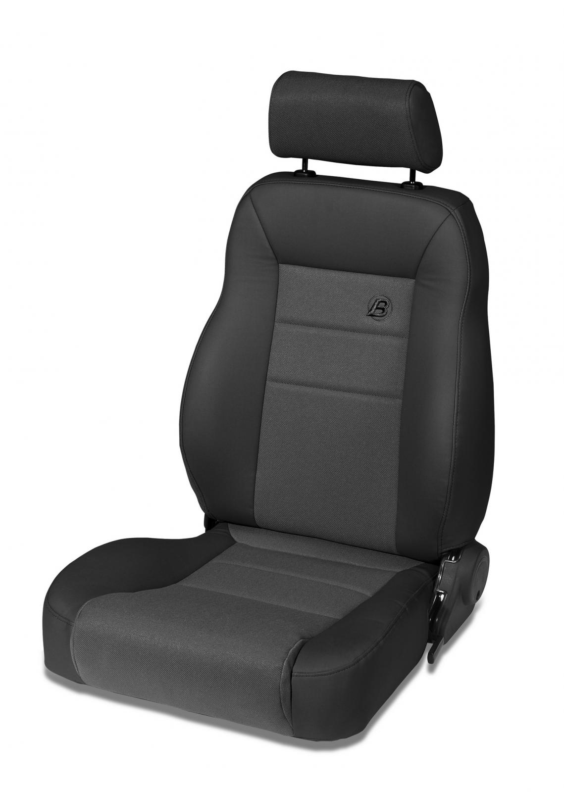Bestop 39461-15 - Jeep Seat Trailmax II Pro Front Driver Seat For Jeep 1976-1986 CJ7 Center Fabric Insert Black Denim