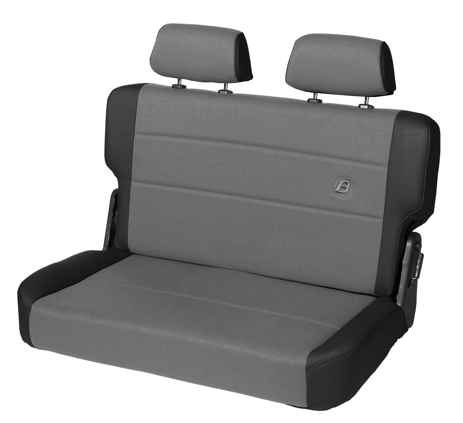 Bestop 39441-15 - Jeep Rear Bench Seat Trailmax II Fold-N-Tumble Seat For Jeep 1955-1983 CJ5 Center Fabric Insert Black Denim