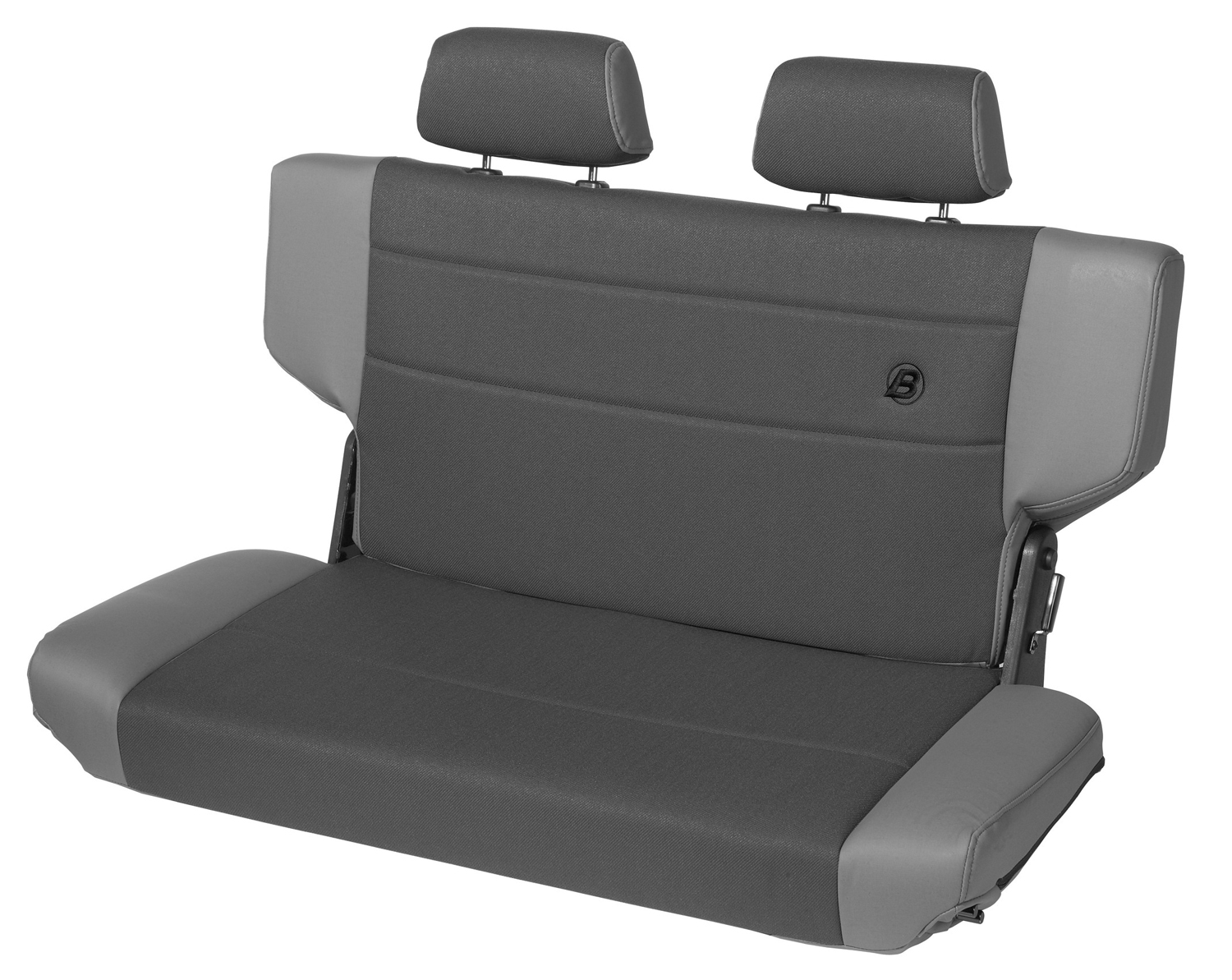 Bestop 39435-09 - Jeep Rear Bench Seat Trailmax II Fold-N-Tumble Seat For Jeep 1997-2006 Wrangler TJ All Vinyl Charcoal/Gray