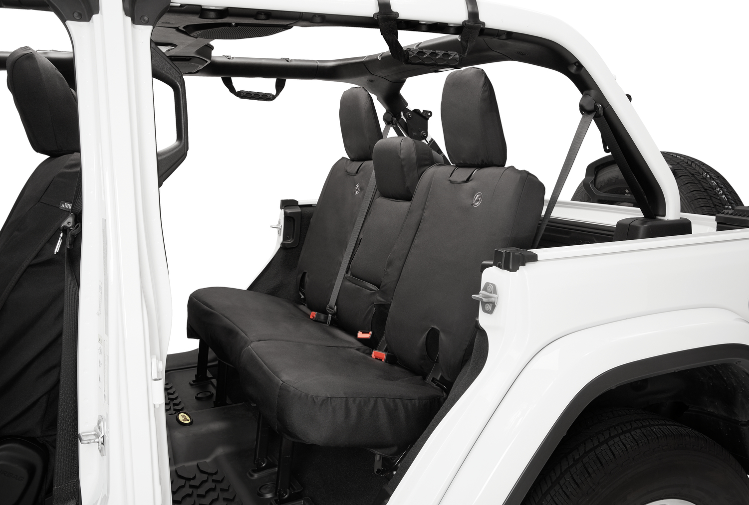 Bestop 29294-35 - Jeep Wrangler Seat Covers For Jeep 2018-2023 Wrangler JL 4 Door Rear without Fold Down Arm Rest Premium Vinyl Fabric Black Diamond