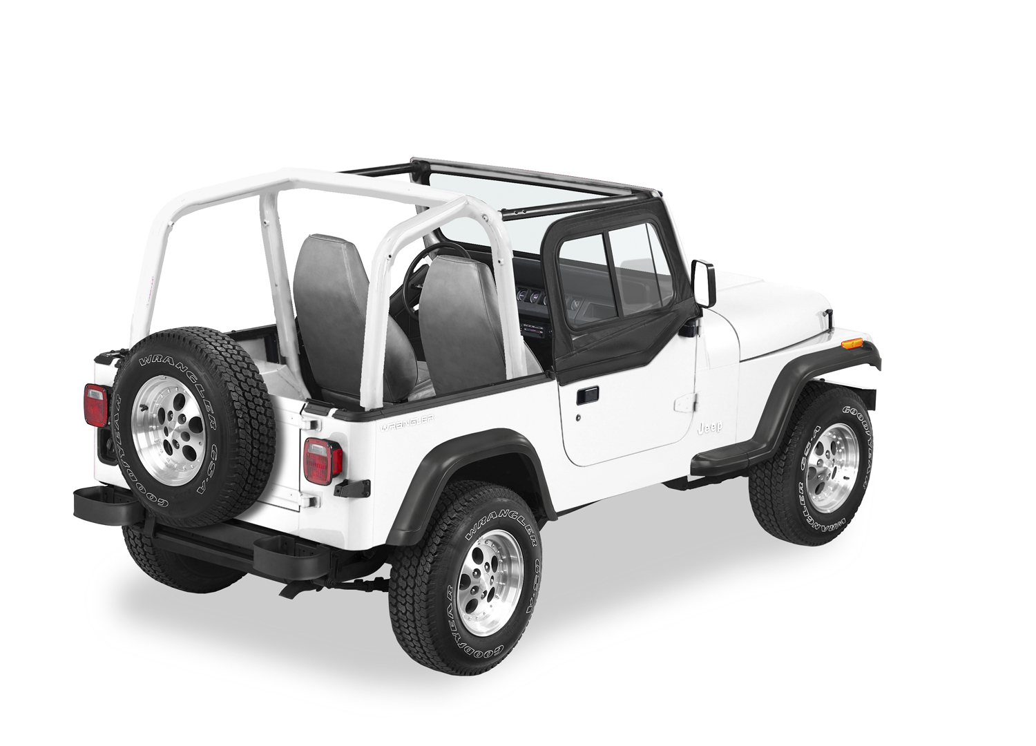 Bestop 51787-35 - Factory Soft Top and All  Soft Tops Upper Door Sliders Jeep 1997-2006 Wrangler TJ Black Diamond Dual Sliding